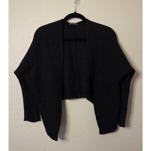 Brandy Melville Black Cropped Wool Cardigan Made in Italy One Size